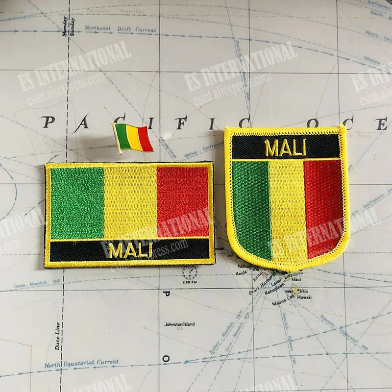 MALI  National Flag Embroidery Patches Badge Shield And Square Shape Pin One Set On The Cloth Armband   Backpack  Decoration