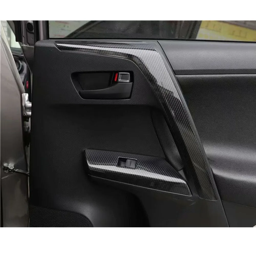 4Pcs Car Window Lift Switch Panel Cover Trim Styling For Toyota RAV4 2013-2019 Left Hand Drive Interior Auto Moldings Stickers