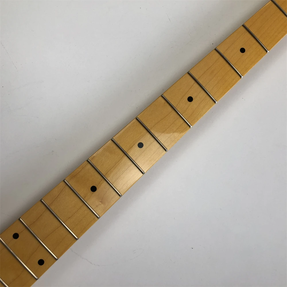 4 String Electric Guitar Bass Neck 21fret 34inch Maple Fingerboard Dot inlay Yellow Gloss DIY