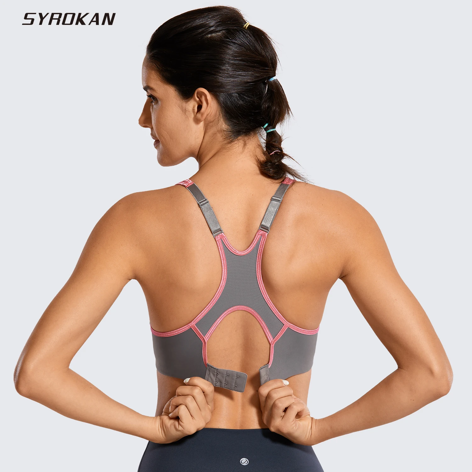 SYROKAN Women's High Impact Racerback Full Support Lightly Lined Sports Bra With Underwire