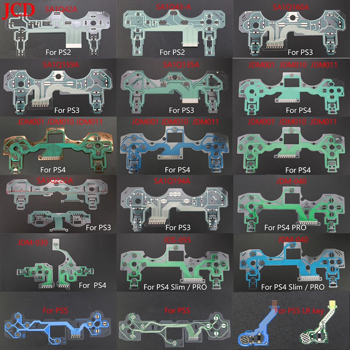 JCD 1 pz pulsanti nastro circuito per PS2 PS3PS4 Pro Slim PS5 JDM 030 040 Controller pellicola conduttiva tastiera cavo flessibile