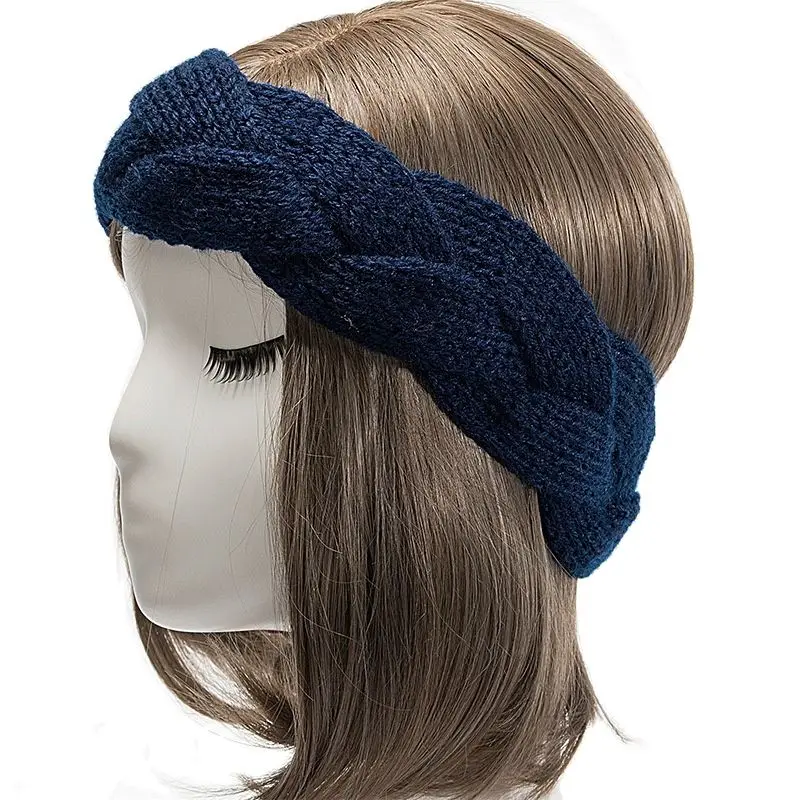 Autumn and Winter Hair Accessories Braided  Knitted Thickened Loose Warm Empty Top Hat Men's and Women's Headband