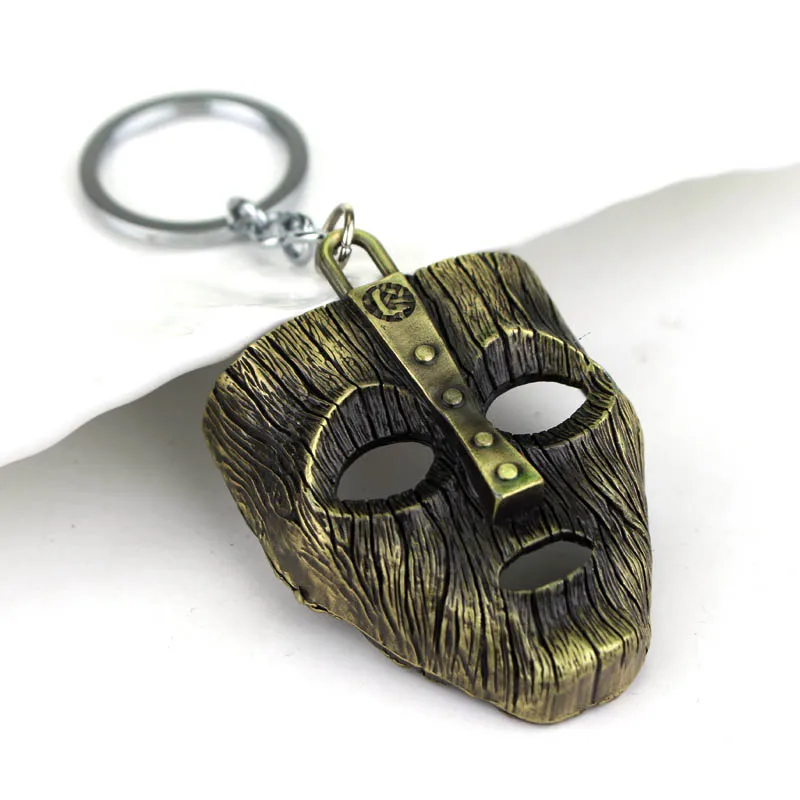 Trinket Comdy The Mask Keychain For Men Jim Carrey Mask Key Chains Key Ring Hollow Mini Key Holder Porte Cle