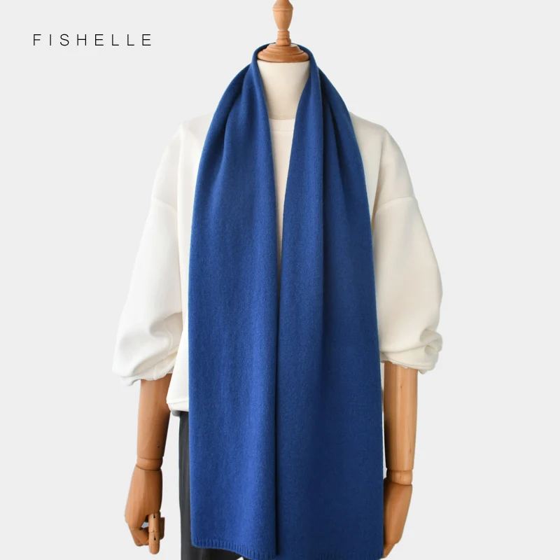 Royal blue wool scarf women winter warm knitted thin scarves ladies small short scarfs autumn foulard men