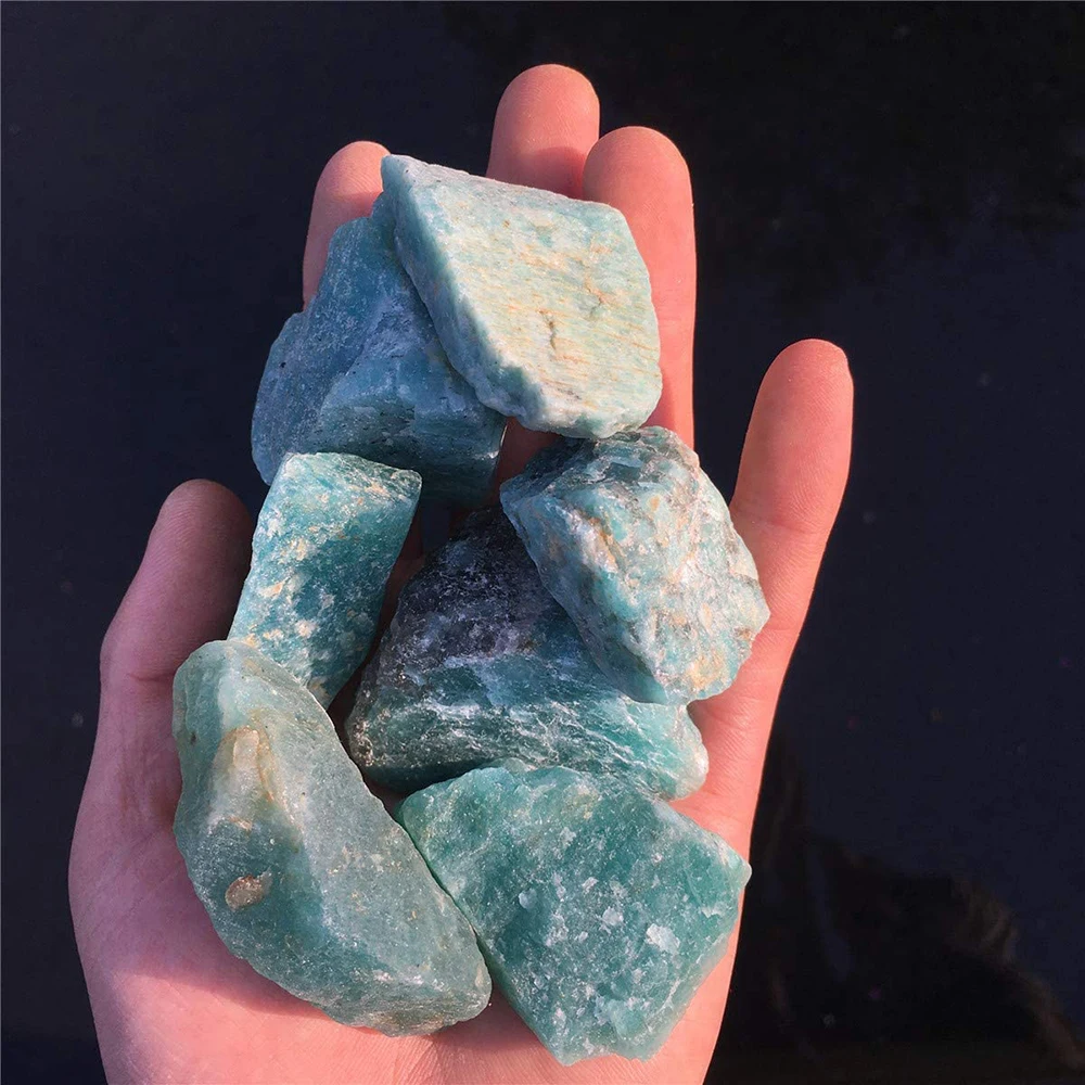 Bulk Lot Amazonite Raw Stone Natural Rough Stones Fountain Rocks for Tumbling Cabbing Wire Wrapping Wicca Reiki Healing Crystals