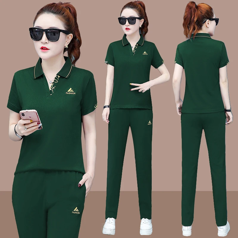 tracksuit summer two piece set top and pants 2 piece sets womens outfits korean style clothing 2024 casual pants suits fashion