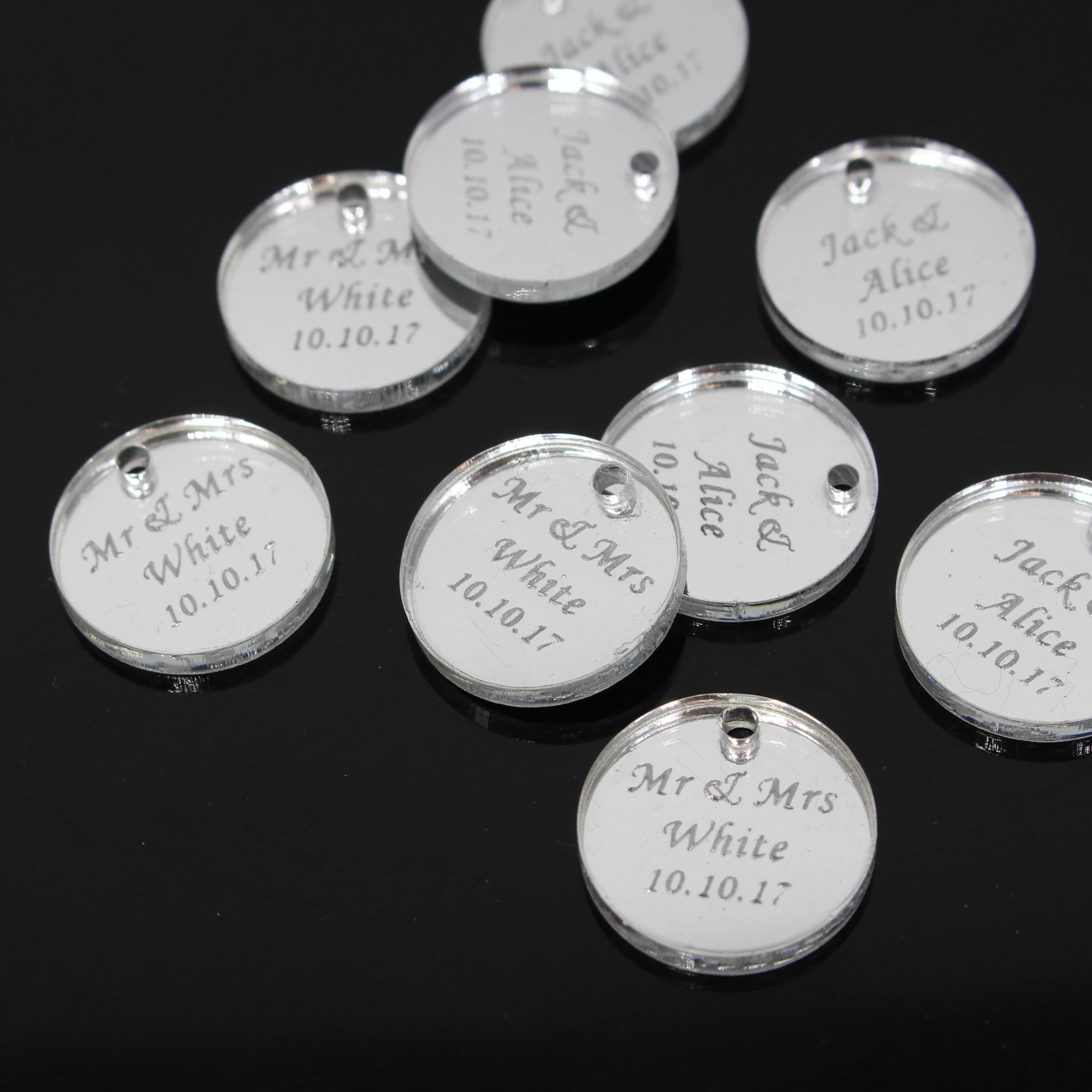 50 Pcs Personalized Engraved Round Gold/silver Labels Custom Name Ribbon Decoration Rustic Wedding Party Baby Shower Gift Tags