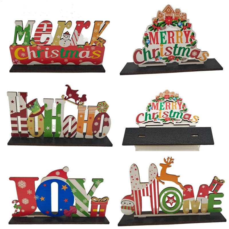 New Wholesale Sngle Side Wooden Christmas Tabletop Ornaments