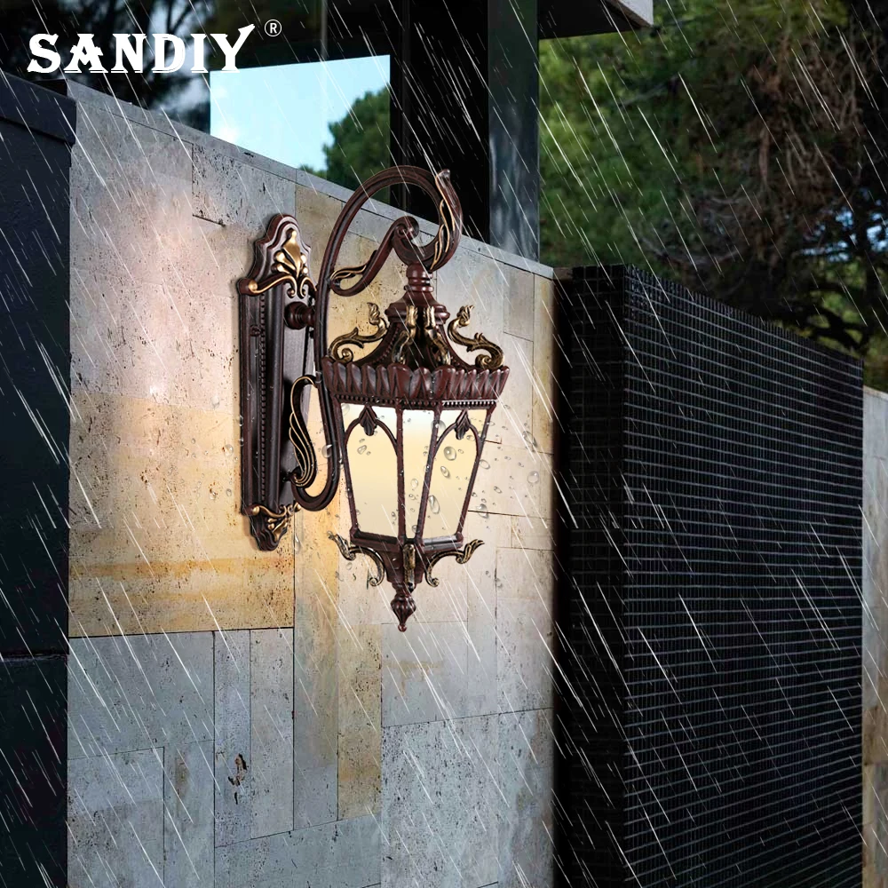 SANDIY الرجعية أضواء الجدار في الهواء الطلق IP65 مقاوم للماء الشرفة مصباح الألومنيوم الشمعدان للمدخل المدخل فناء E27 لمبة قابلة للاستبدال