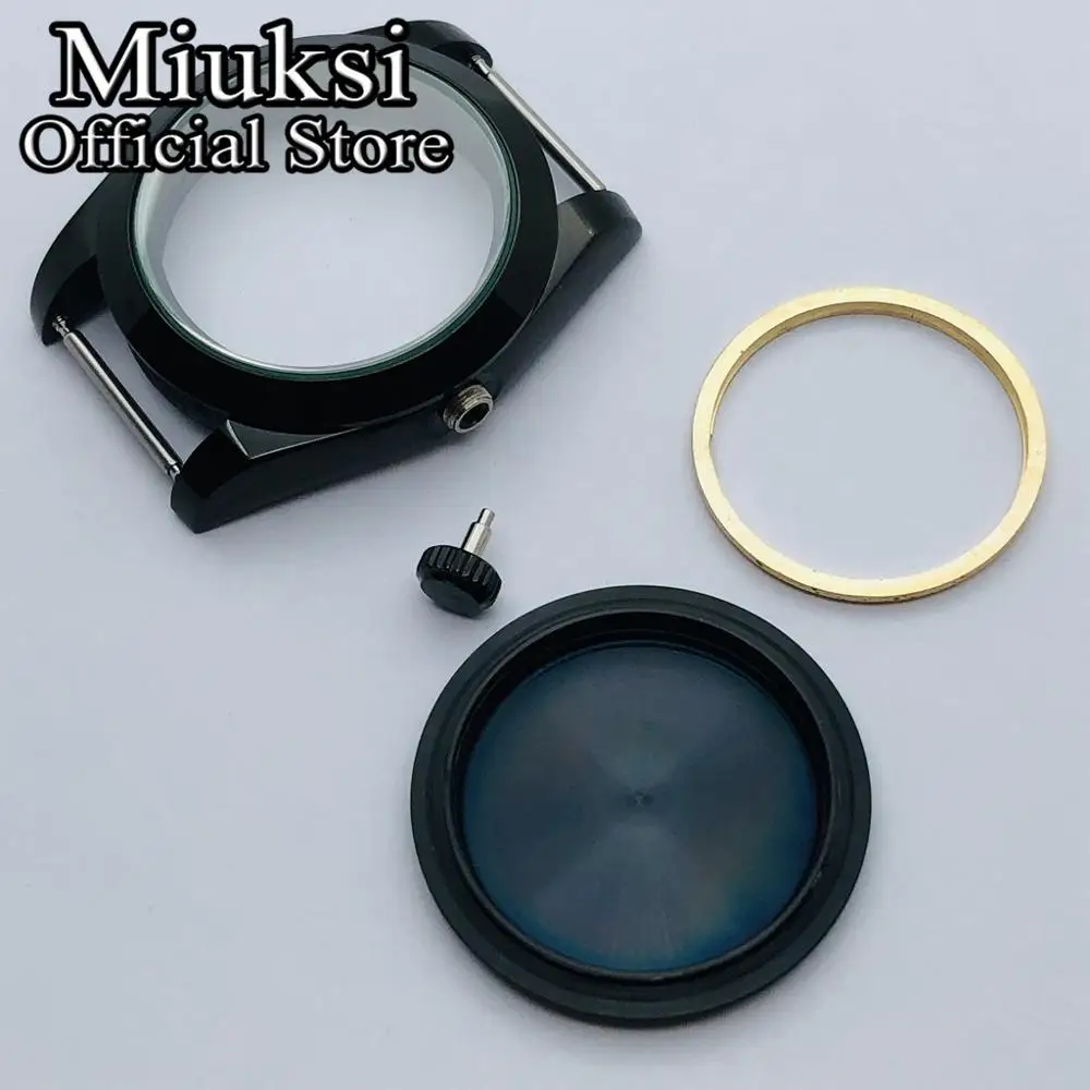 Imagem -06 - Miuksi 36 mm 40 mm Caixa de Vidro Pvd Preto Vidro Safira Fit Nh35 Nh36 Eta2824 2836 Miyota8215 821a Mingzhu Dg2813 3804 Movimento Pt5000