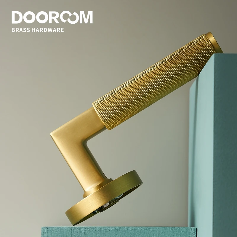 DOOROOM brass knurled thumb turn key latch lever handle cylinder key escutcheon passage room lock