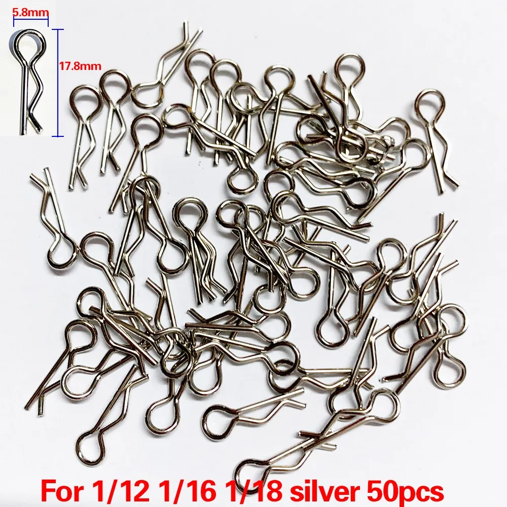 50 Pcs 1/8 1/10 1/16 RC Car Body Shell R Clips Bodyshell Pin Suitable for HSP HPI Redcat Trax trx4 body Shell Buggy Truggy