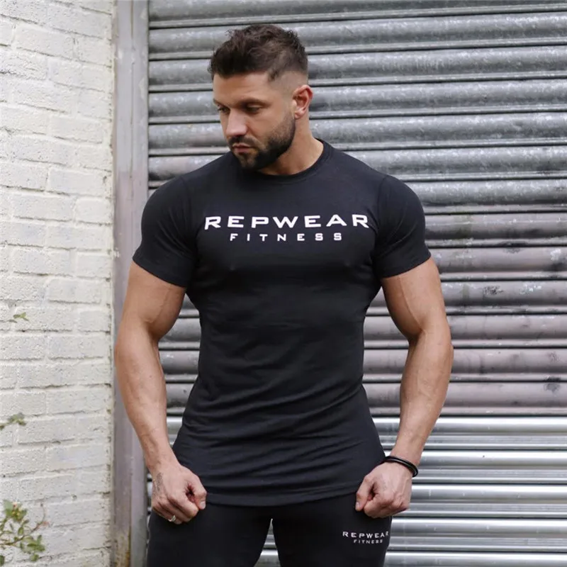 2022 summer cotton men shirt gym fitness men t-shirt brand clothing Sports t shirt male print short sleeve Running t shirt men