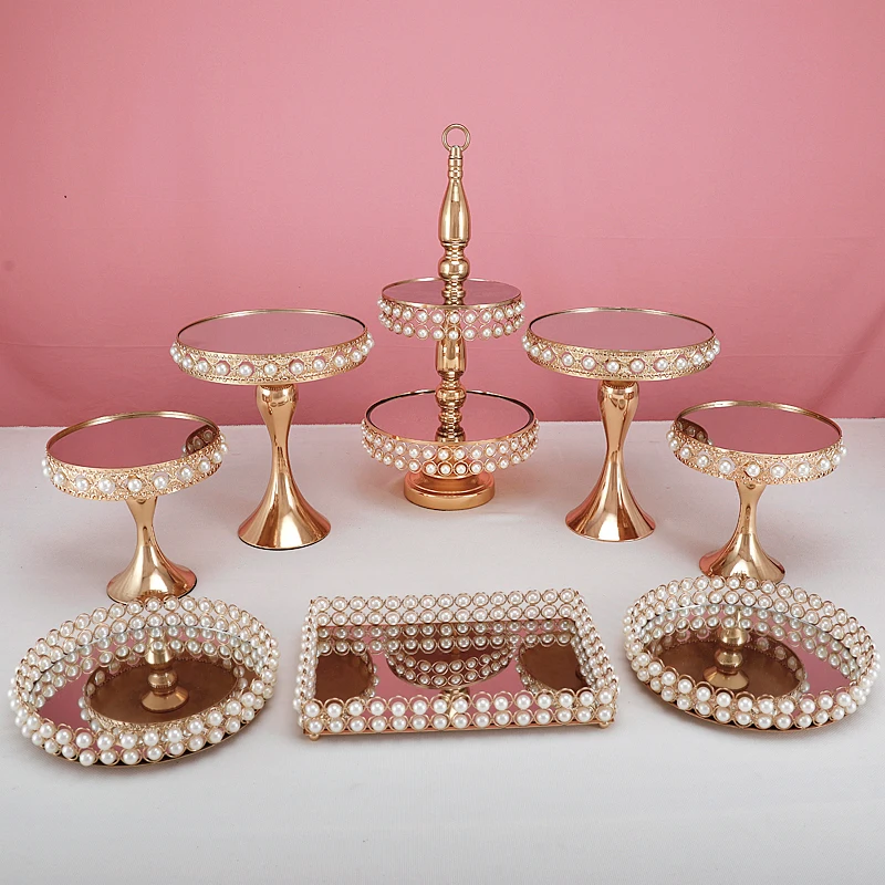 4 -13pcs  Gold peral  cake stand sets cupcake sweet table candy bar table decorating with peral ray