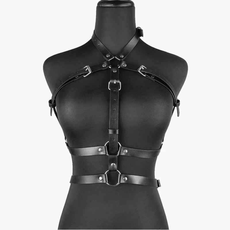 Fashion Trend Women Body Harness erotic Bra Top PU Handmade Leather Belts Gothic Bondage Sexy lingerie suspenders chest harness