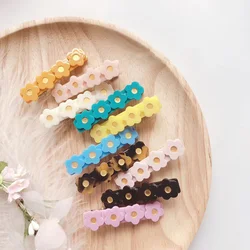 New Korean cute children's hairpin acrylic acetate flower hair alligator clips high quality multiple colors side clip headwear