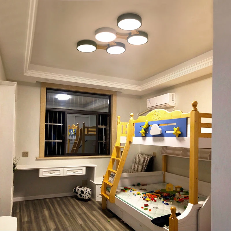 Nordic modern style macaron living room wrought iron ceiling lamp bedroom round children\'s room color led lamps