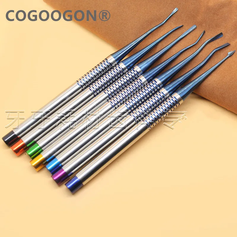 7 pcs/set Dental Tooth Extracting Tools Set Titanium Alloy Implant Instrument Dental Elevator Set Dental Extraction Root Tooth