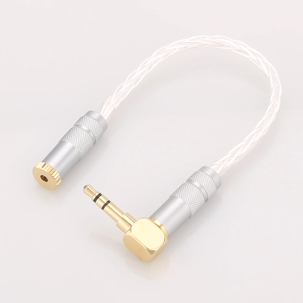 10cm 8Cores Silver Plated 3.5mm Plug to 2.5mm Trrs Female socket Headphone Audio Cable