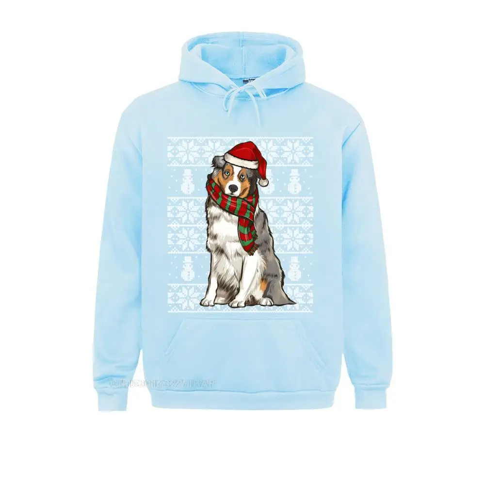 Santa Hat Xmas Australian Shepherd Ugly Christmas Sweatshirt 2021 Discount Man Sweatshirts Custom Hoodies Outdoor Sportswears