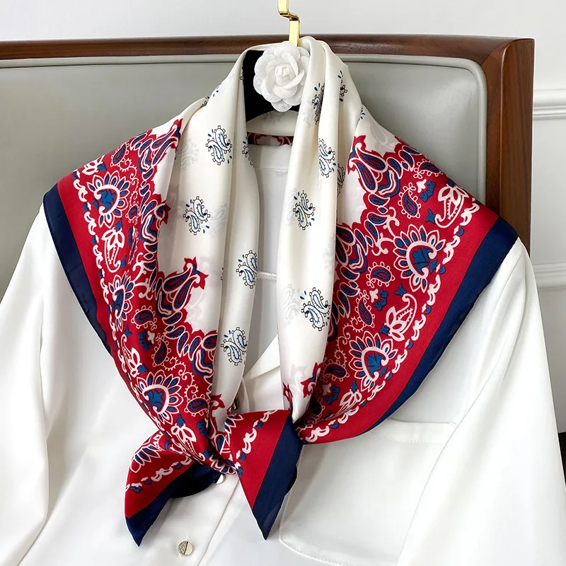 Foulard carré en soie pour femmes, Design Paisley imprimé, pour cheveux, mode fille, nouvelle collection 2020