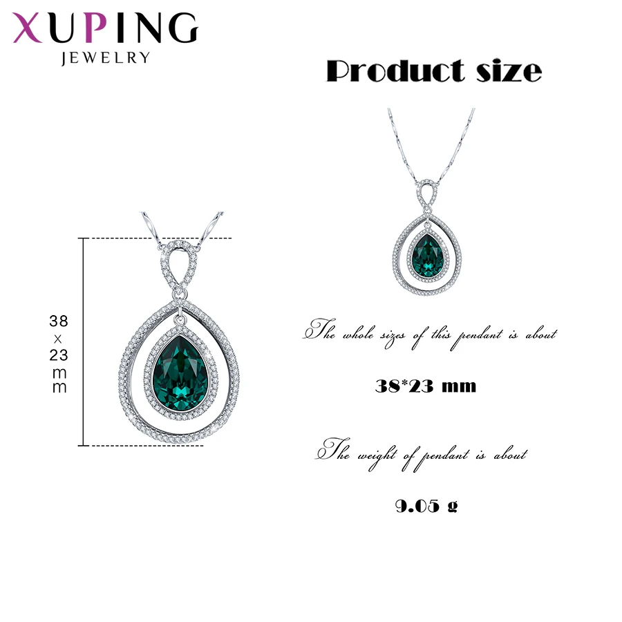 Xuping Jewelry Fashion Water Drop Shaped Crystal Pendant with Rhodium Color for Women Gift 30315