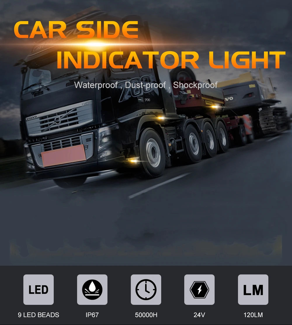 10 Stück Seitenmarkierungsleuchten 12V 24V LED LKW-Beleuchtung Parkleuchten Orange Markierungslampen Anhänger LKW Markierungsleuchten – Detail 5