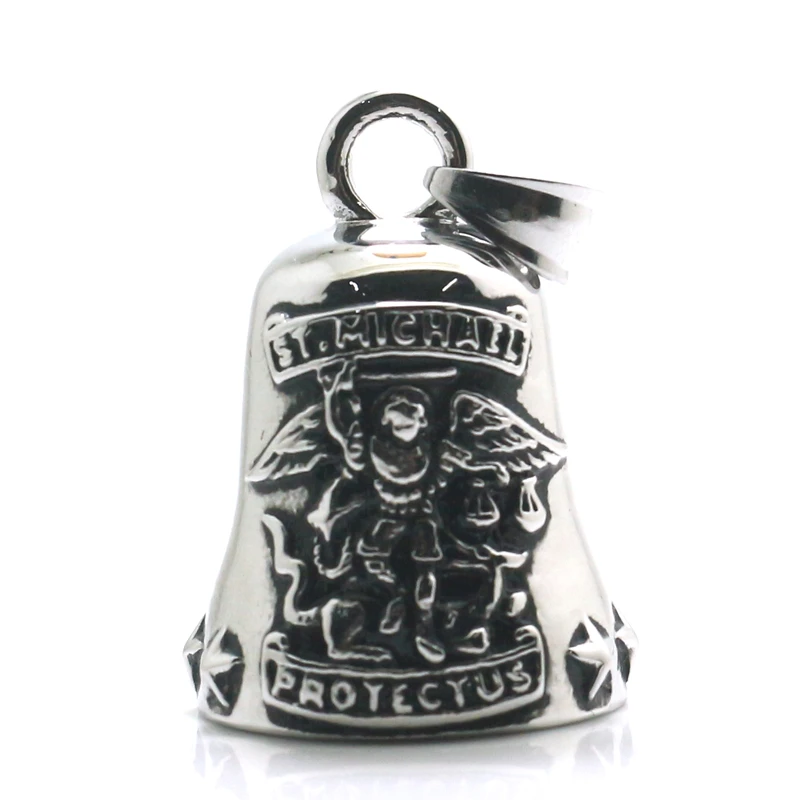 Unisex 316L Stainless Steel Star Cool Archangel SAINT MICHAEL PROTECT US Newest Bell Pendant