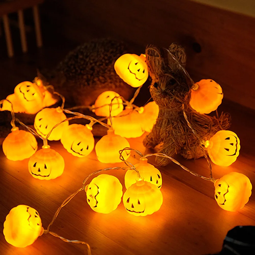 Halloween 3D Pumpkin LED String Lights 1M 2M 3M Orange Pumpkin lights Battery Operated Halloween Christmas Decoration Lights