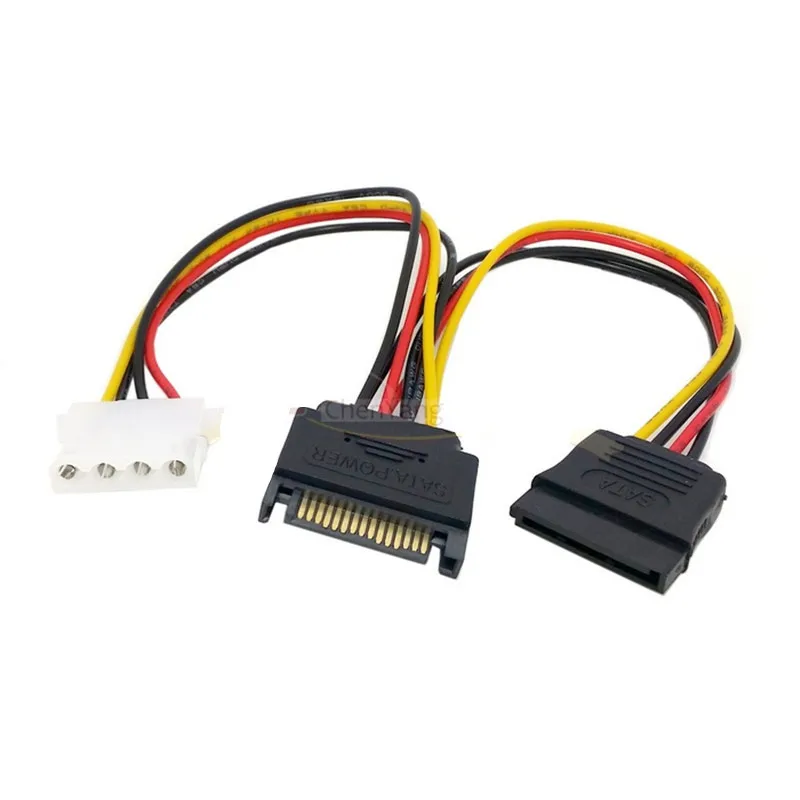 15Pin male to 15Pin IDE Molex female + 4Pin power SATA female cable power cord SATA3.0 serial hard disk data cable