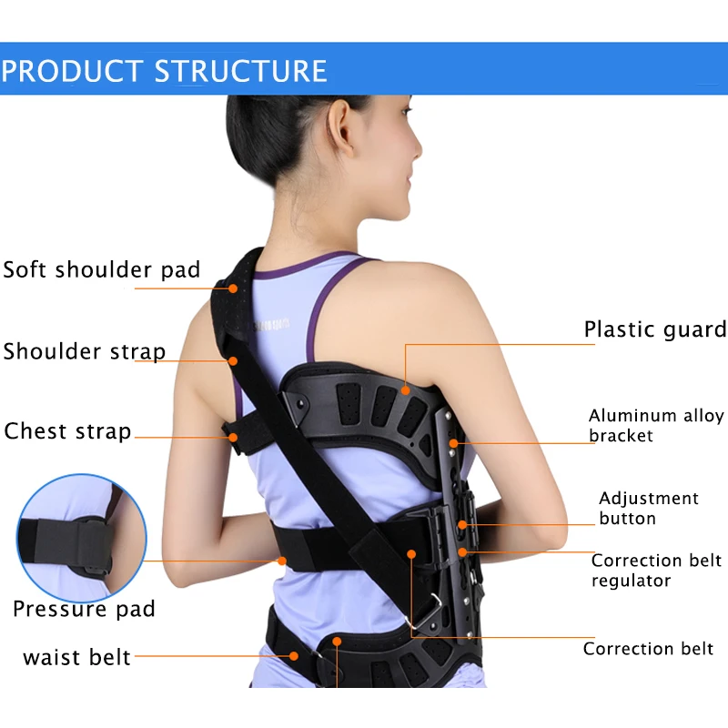 Left Right Scoliosis Brace Posture Corrector Treatment Adjustable Spinal Auxiliary Orthosis for Back Postoperative Recovery