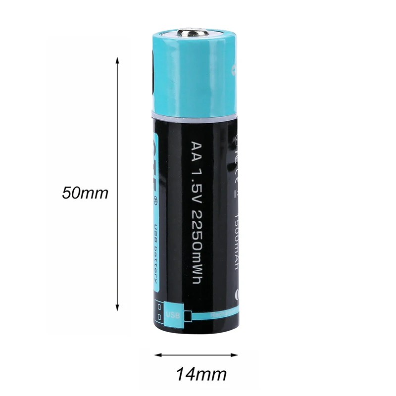 4pcs 1.5V AA USB Rechargeable Battery 1500mAh 2550mwh Lithium Battery AA 14500 for Remote Control Mouse Electric Toy +USB Cable