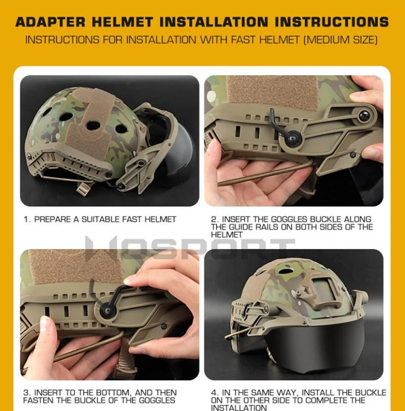 Tactical Helmet Flip Goggles Hunting Outer Suspension Helmet Windproof Waterproof Eye Protective Goggles Anti-frog Glasses