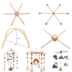 Bite Bites 1set Baby Wooden Hanger Mobile Crib Hanger Frame Bed Bell For Newborn DIY Craft Accessories Baby Toy Children'S Goods