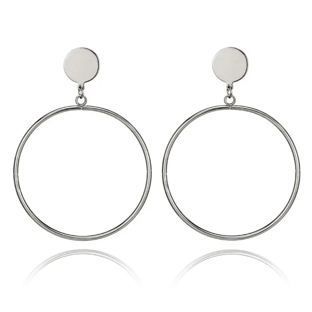 Women's Gold Plated Geometric Big Round Clip Earrings