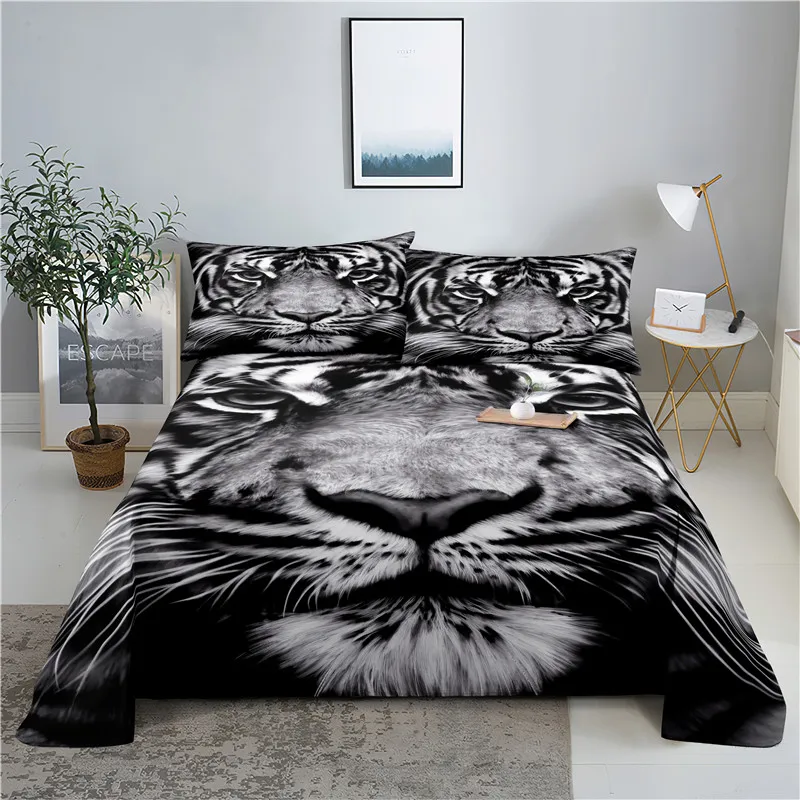 

Ferocious Tiger 0.9/1.2/1.5/1.8/2.0m Digital Printing Polyester Bed Flat Sheet With Pillowcase Print Bedding Set