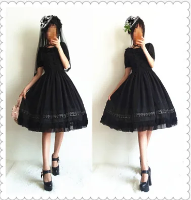 Giapponese dell'annata del merletto di bowknot increspato del manicotto di soffio a vita alta abito vittoriano kawaii ragazza loli principessa quotidiano sweet lolita dress