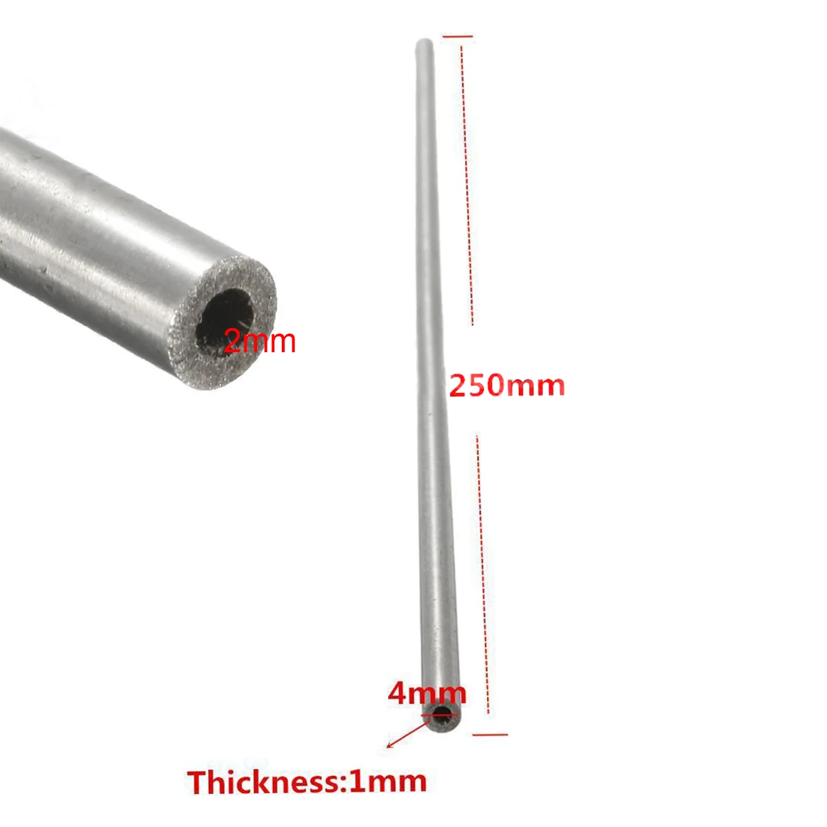 1pc New Stainless Steel Seamless Tube Silver Capillary Round Tube OD 4mm 2mm ID Length 250mm
