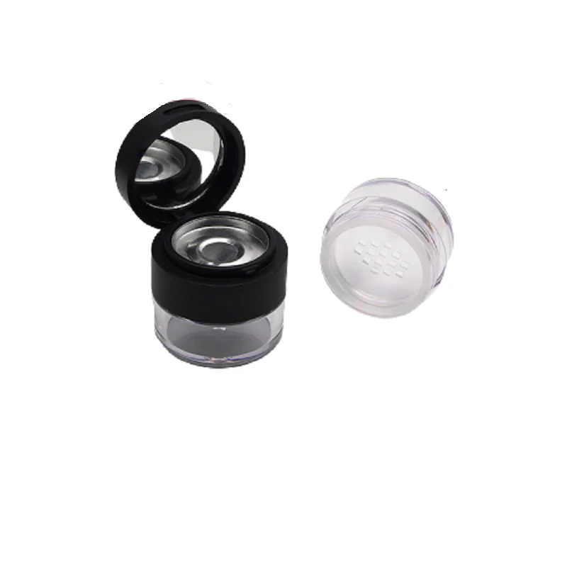 

20pcs Mini 3g Loose Powder Jar With Sifter Matte Black Makeup Eyeshadow Compact Blush Case Portable Loose Powder Packaging Boxs