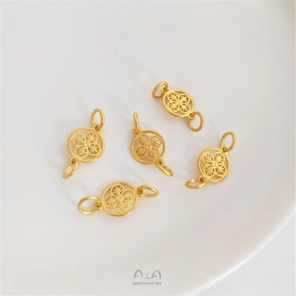 Vietnamese Sand Gold Double Chain Link Connectors, Copper Qianfulu (Thousand Blessings) DIY Bracelet Jewelry Making Supplies