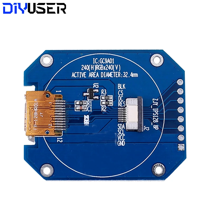 Dc 3.3v 1. módulo de exibição tft lcd de 28 polegadas redondo rgb ips hd 240x240 resolução gc9a01 driver 4 fio placa adaptador interface spi