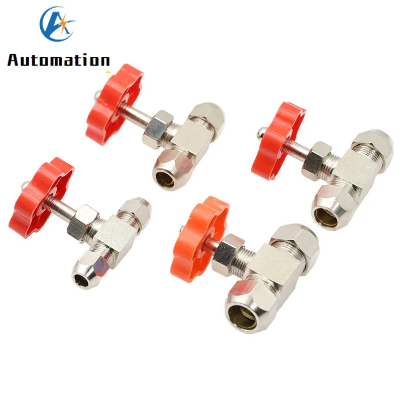 1pcs Ball Valve 6mm 8mm 10mm 12mm Pipe Orange Plastic Handle Metal High Pressure Durable Tube  Needle Type Globe Valve