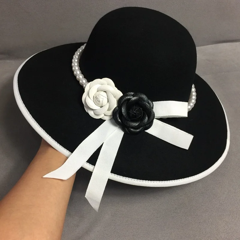 Black Wedding Hats for Women Her style Pearl Flower Sunshade Foldable Hats Wedding Accessories Outdoor Bridal Headwear