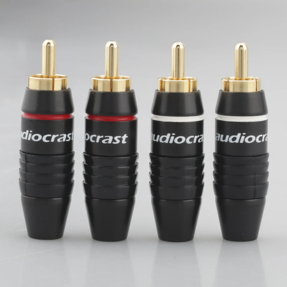 

50 pcs High Quality Audiocrast RCA Plug Solder RCA Adapter 24K Gold Plated Audio Plug