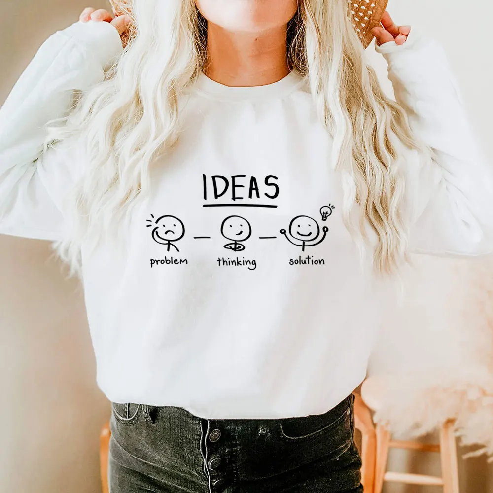 

Problem Solution Thinking Inspirational 100%Cotton Women Sweatshirt Motivational Casual Winter Long Sleeve Top Positive Top