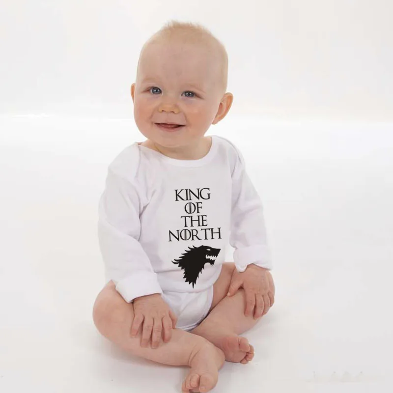 King Of The North Print Baby Clothes Cotton Long Sleeve Baby Bodysuit Newborn Boy Bodysuit Cute Boys Clothes 0-18M