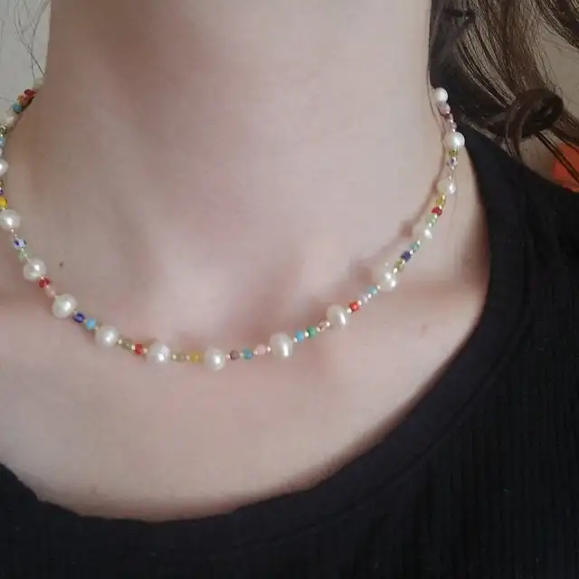 Pearl. Necklace. Freshwater pearl. Peruvian opal.