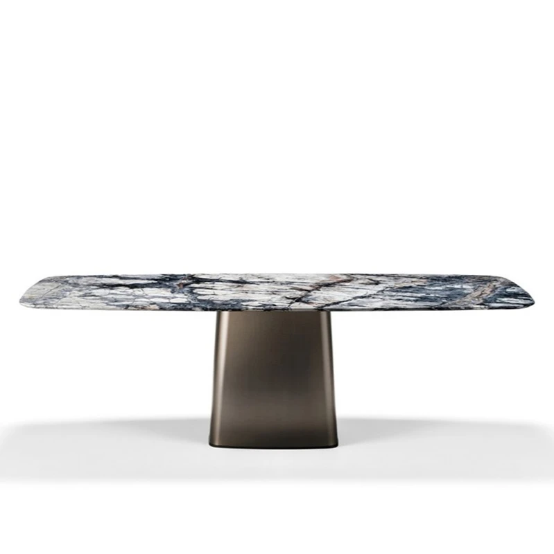 

Marble dining table and chair combination modern simple household small rectangular Nordic Light luxury dining table