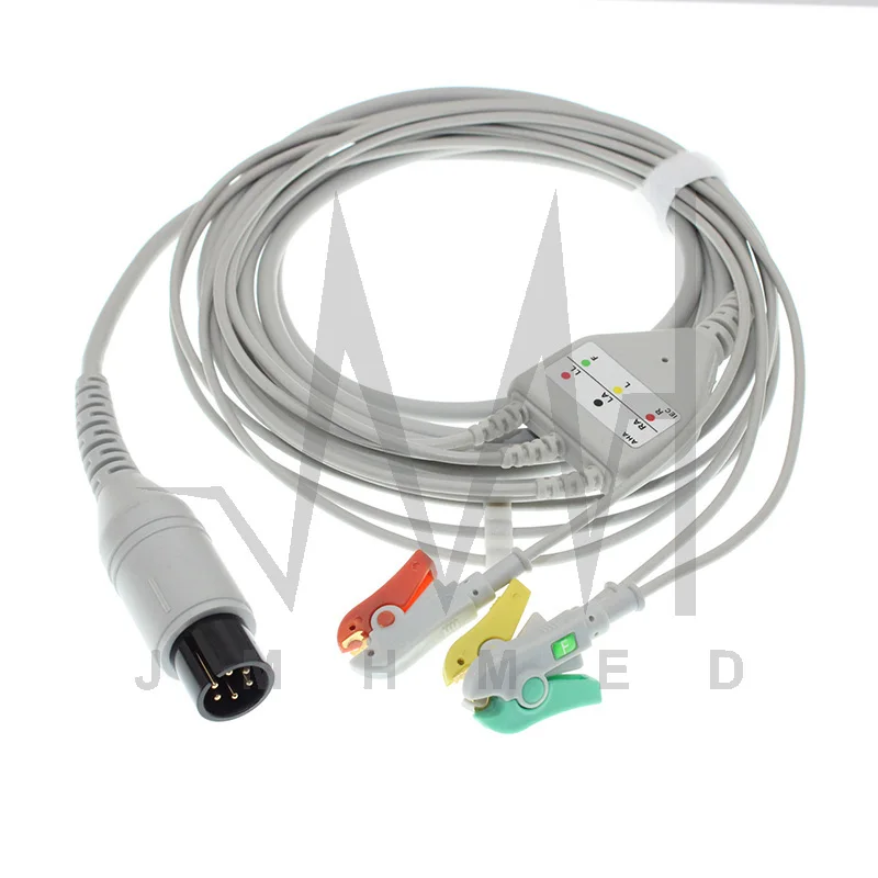 Universal ECG 3/5 Lead Cable Electrode Leadwire AAMI 6Pin Plug Compatible Biolight Contec Goldway Carewell MEK Comen Monitor.