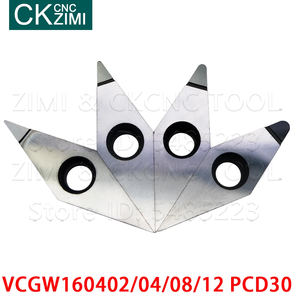 VCGW160402 VCGW160404 VCGW160408 VCGW160412 PCD30 diamentowa wkładka CNC uchwyt na narzędzia tokarskie zewnętrzne tokarka VCGW do miedzi aluminium